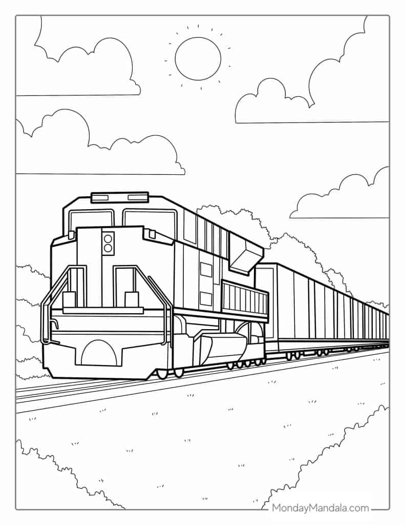 Train coloring pages free pdf printables