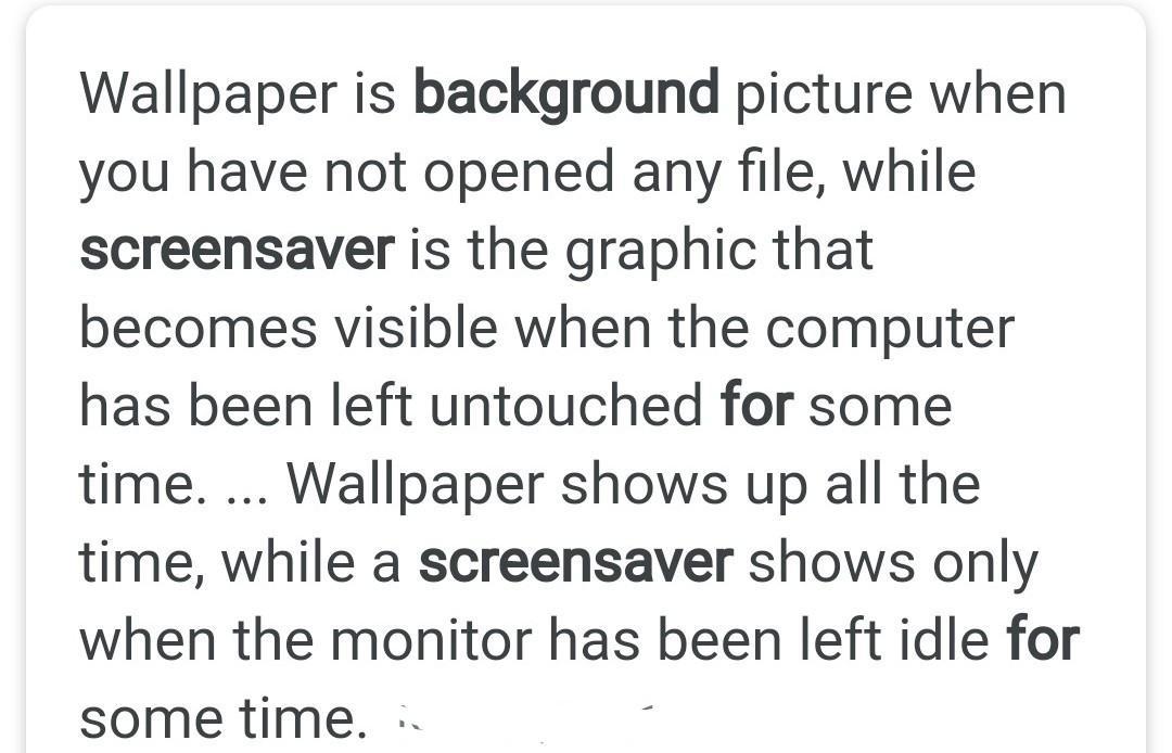Q what is the difference between desktop background and screen saver