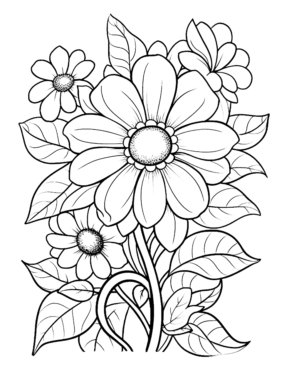 Flower coloring pages free printable sheets