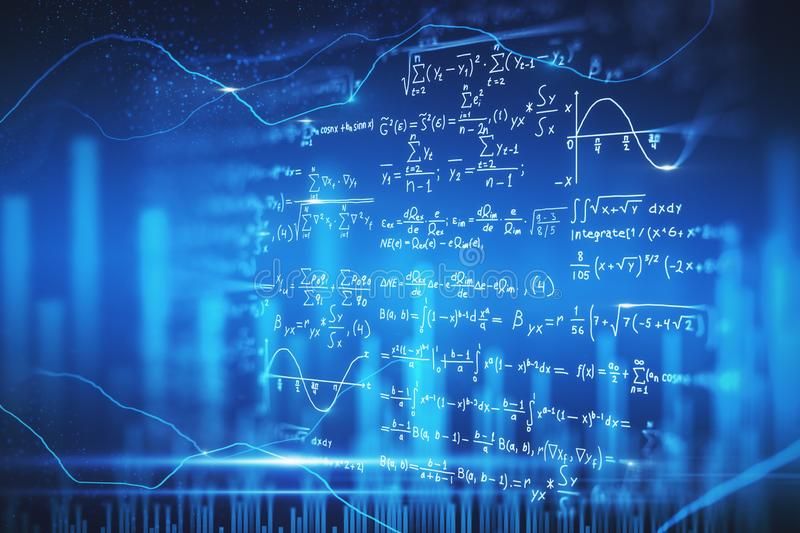 Digital mathematical formulas wallpaper stock illustration