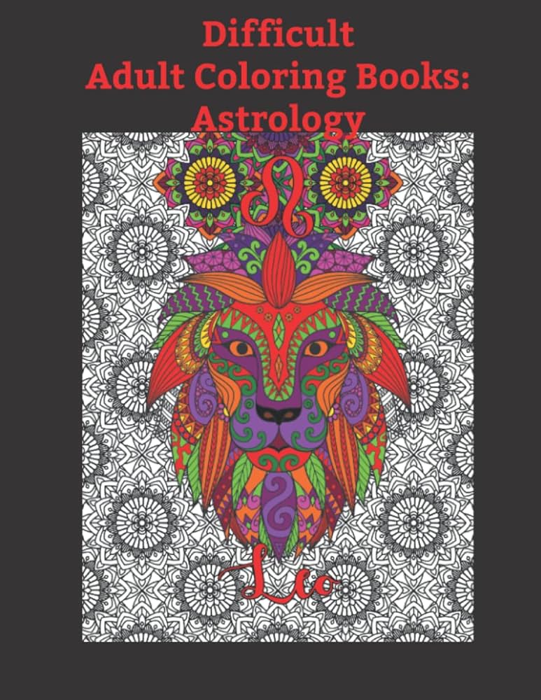 Difficult adult coloring books astrology starsign coloring pages with mandala art