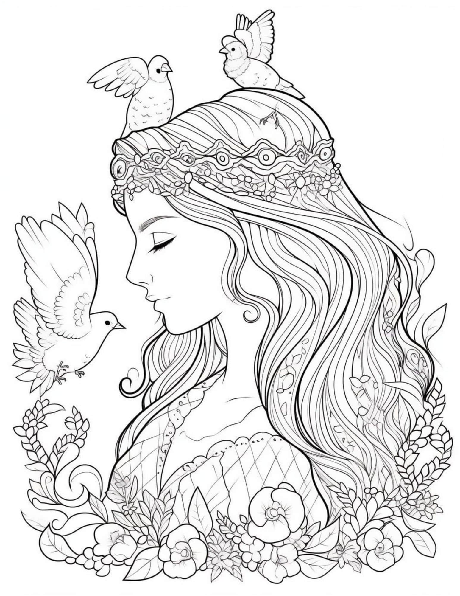 Gorgeous princess coloring pages for kids and adults