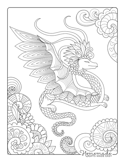 Free dragon coloring pages for kids adults