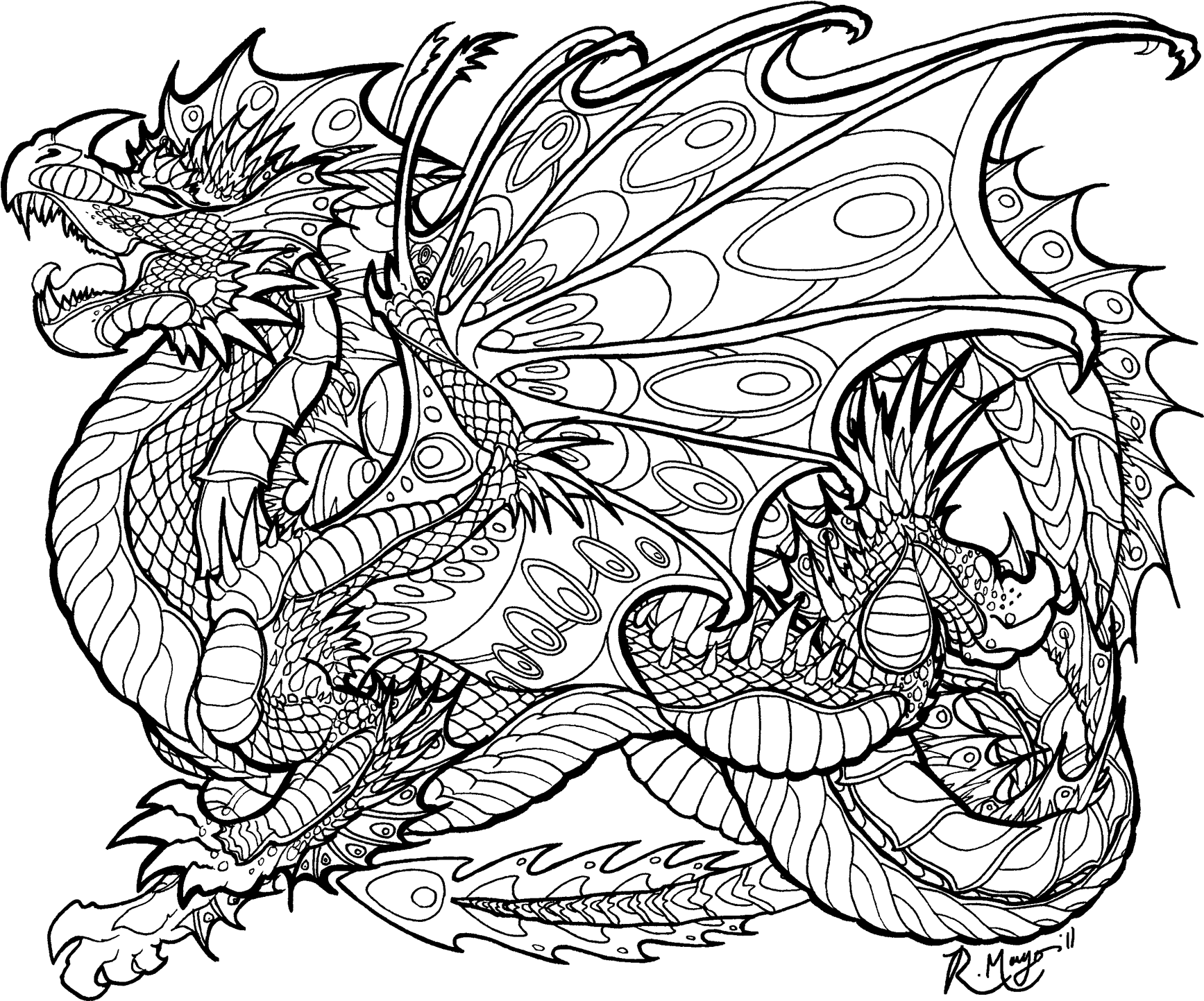 Download hd coloring pages for adults difficult dragons gallery