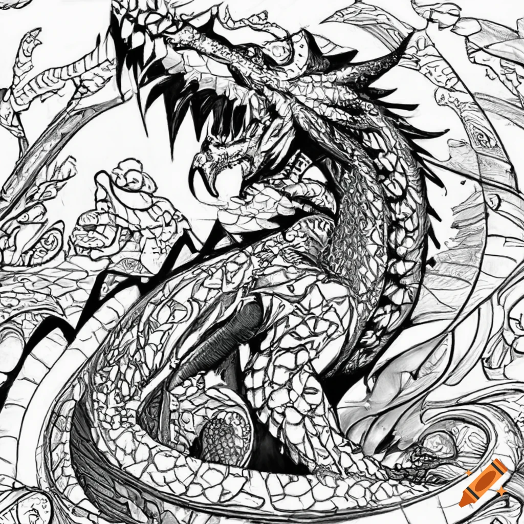 Dragon coloring art on