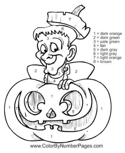 Free halloween color by number printable worksheets