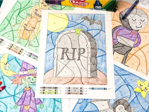 Use these halloween color by number printables for creative family fun