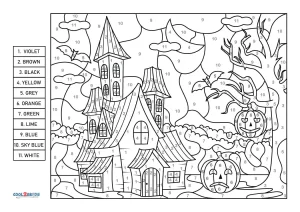 Free halloween color by number printables