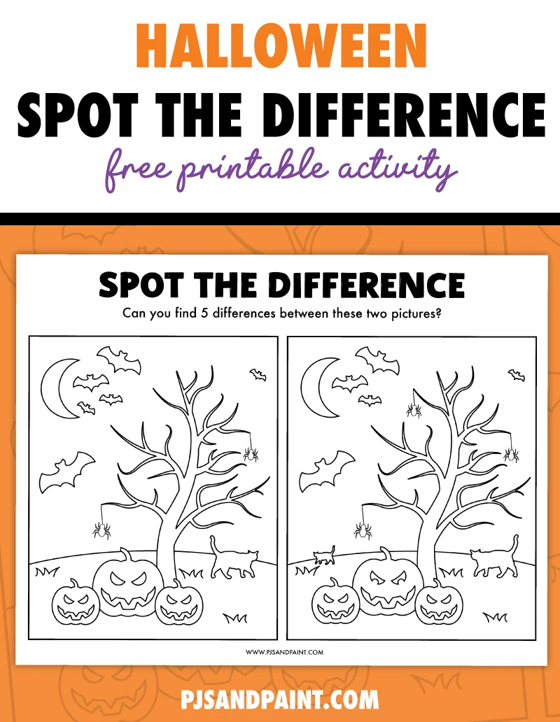 Free printable halloween spot the difference activity