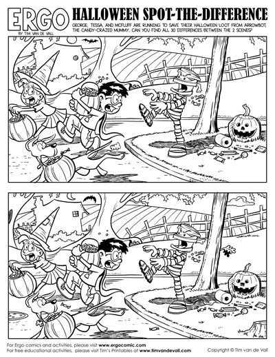 Halloween spot the difference â tims printables halloween worksheets halloween activities halloween puzzles