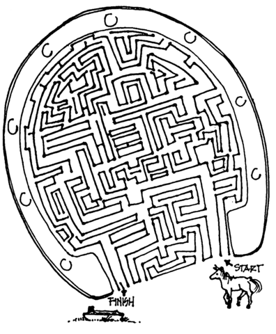 Wild horse maze coloring page free printable coloring pages