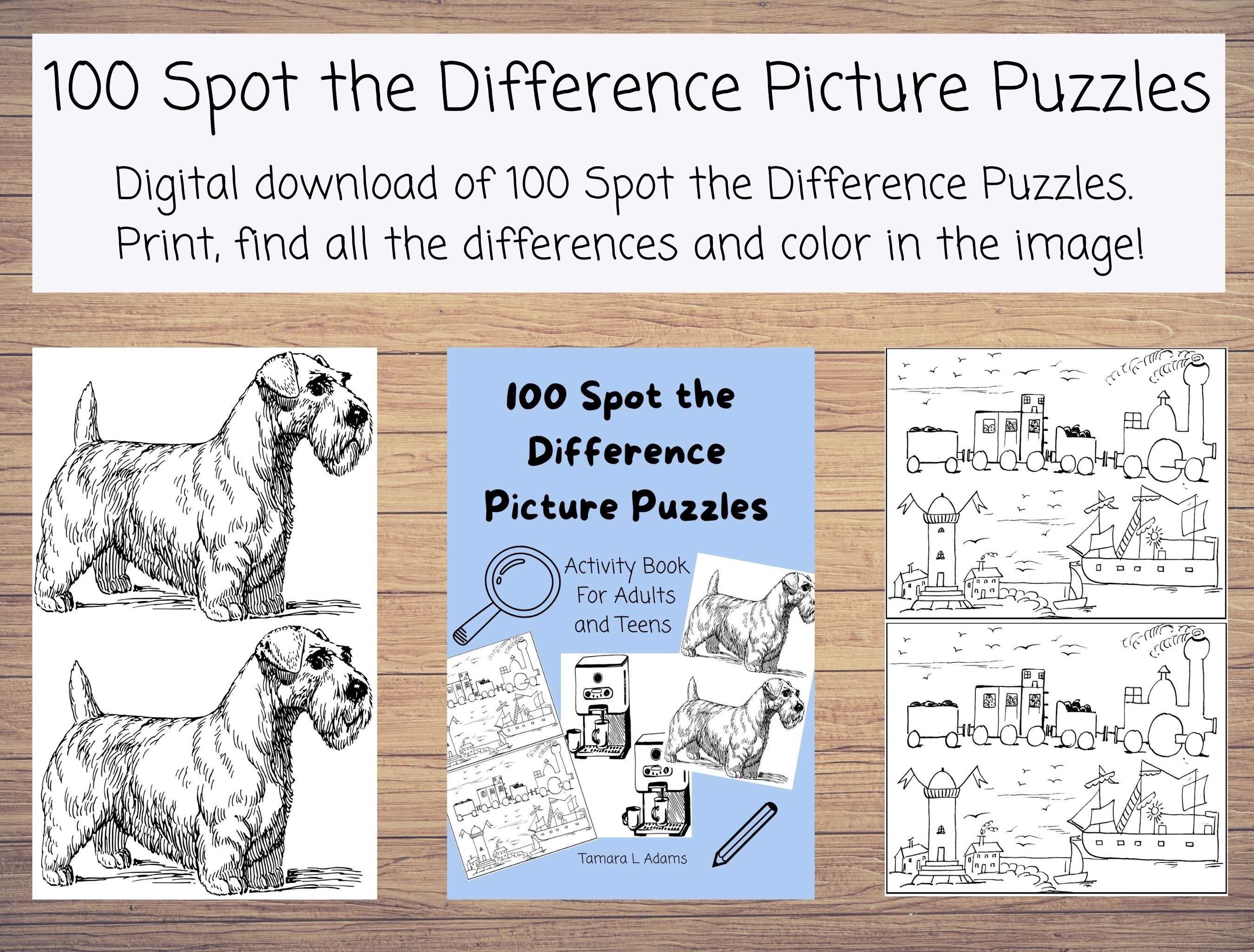 Products printable spot the difference picture puzzles activity book for adults and teens variety of images that range from easy to hard for hours of fun