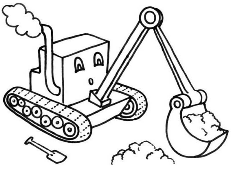 Coloring pages cartoon of digger tractor coloring page