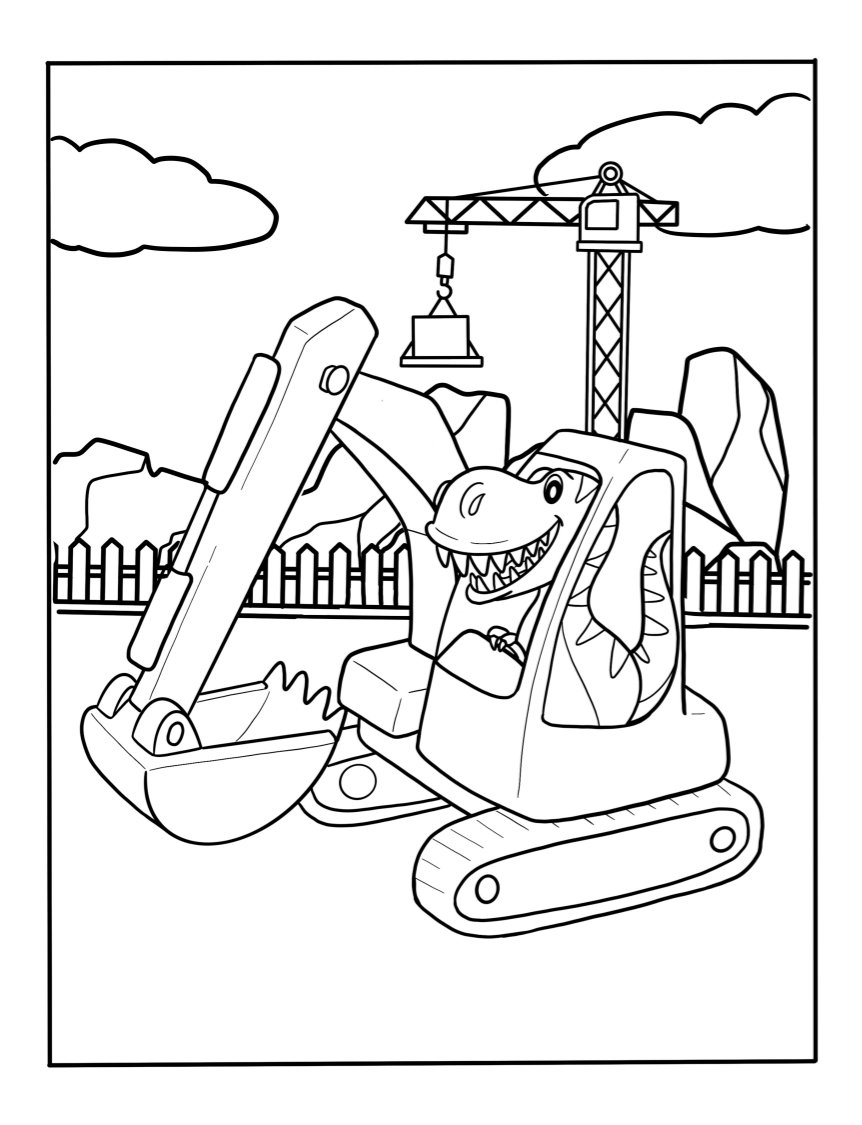 Printable excavator coloring pages free dinosaur pictures to color