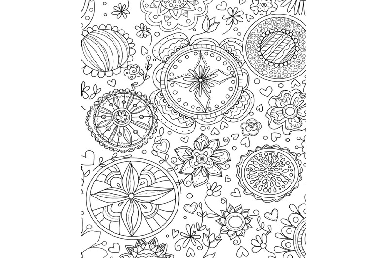 Digital coloring book page for adults abstract design by erikavectorika