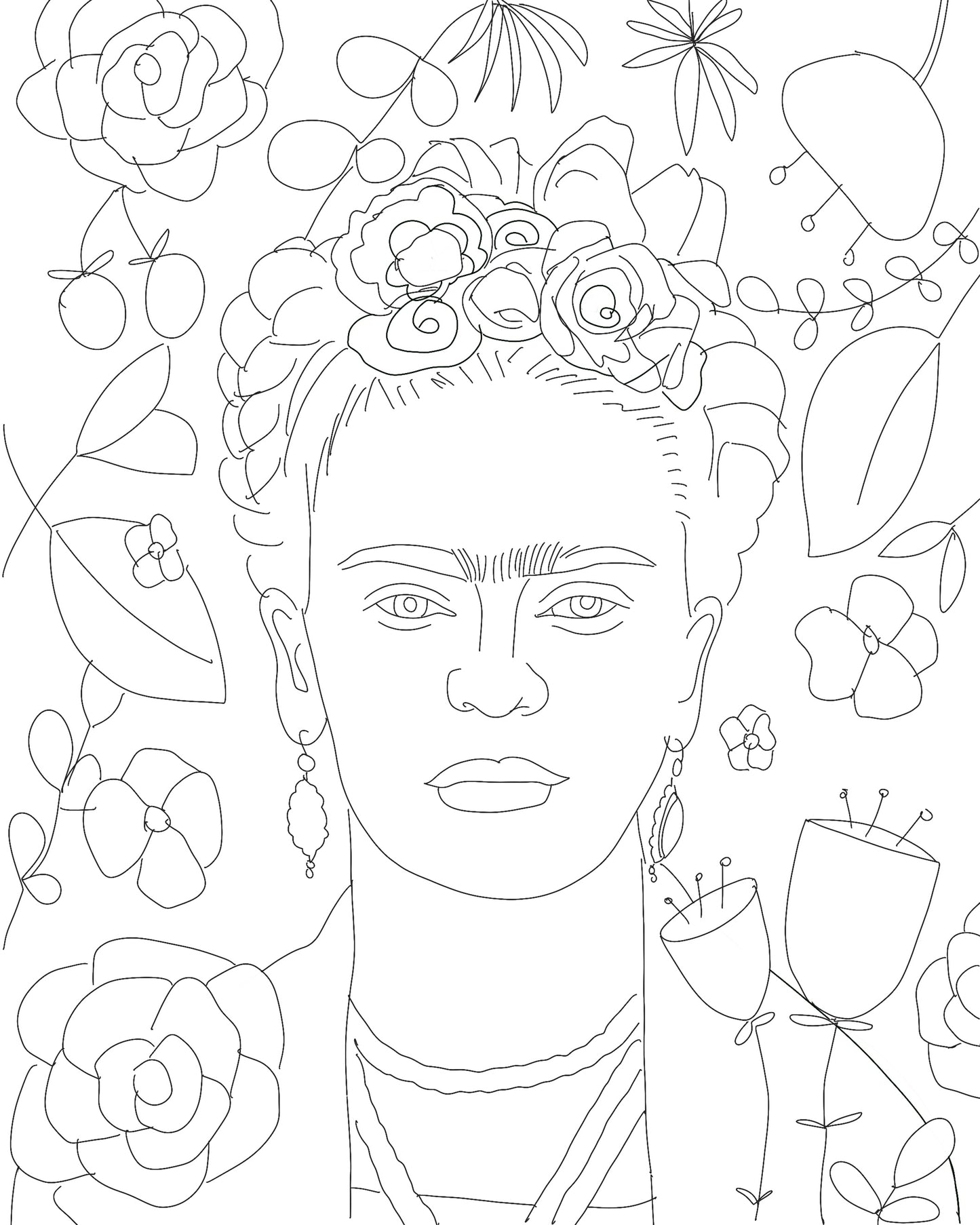 Frida kahlo digital coloring page for procreate â pincurl girls