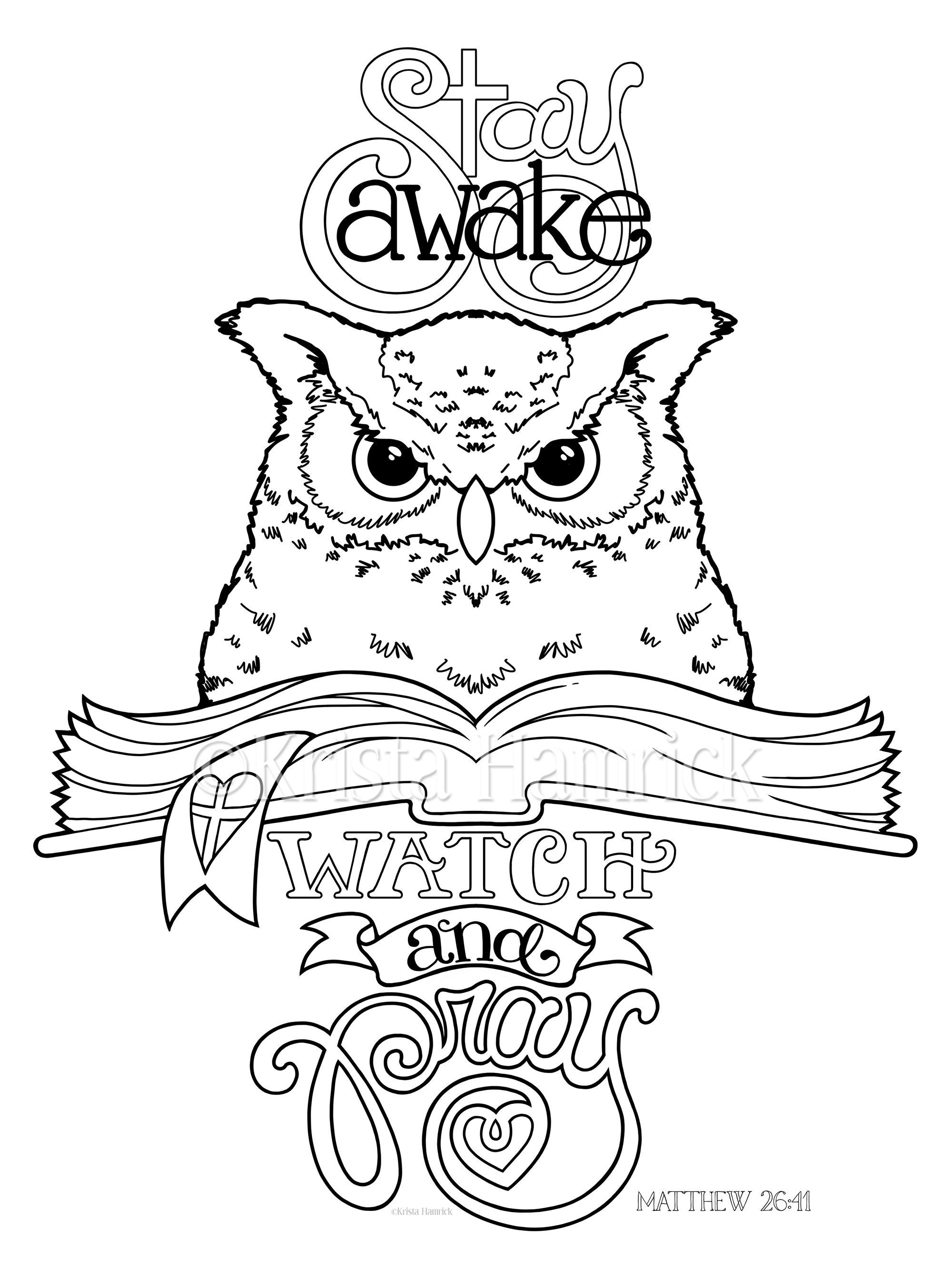 Stay awake watch and pray coloring page bible journaling traceable and bookmarks