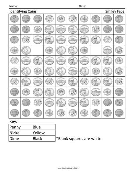 Smiley face coins kindergarten