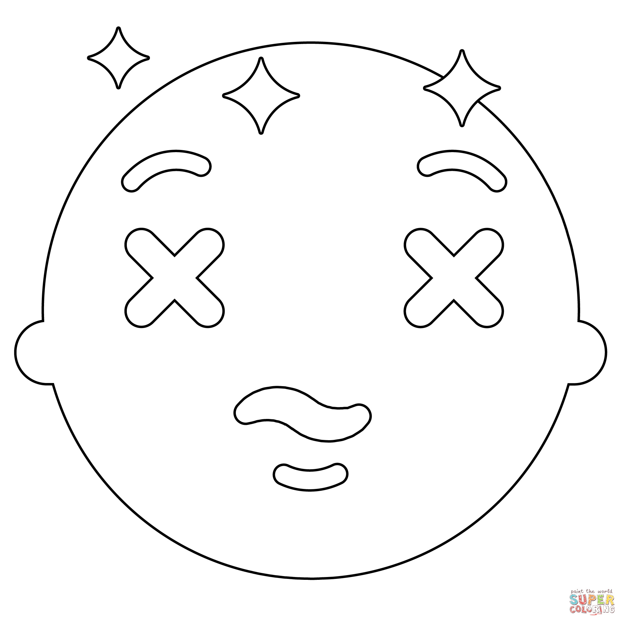 Dizzy face emoji coloring page free printable coloring pages