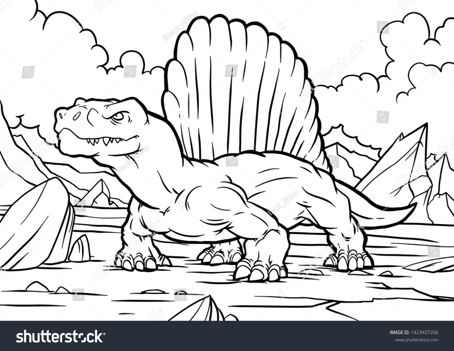 Cartoon funny dimetrodon funny image coloring stock vector royalty free