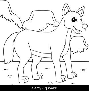 Dingo animal coloring page for kids stock vector image art