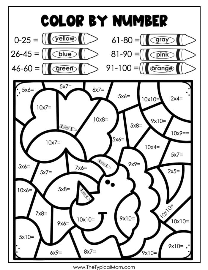 Free dinosaur color by number