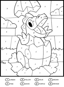 Dinosaur color by numbers coloring book for kids ages