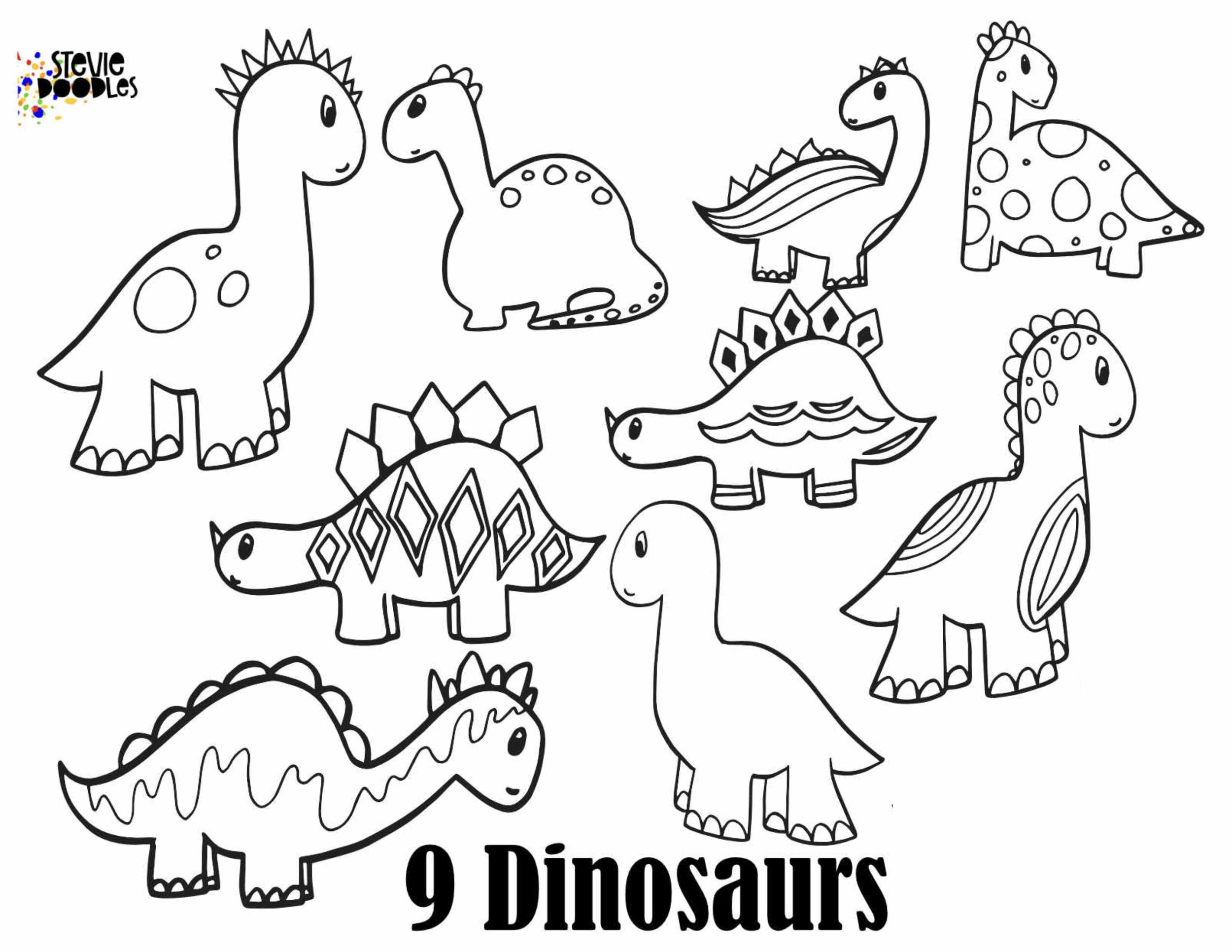 Free dinosaur s coloring pages â stevie doodles