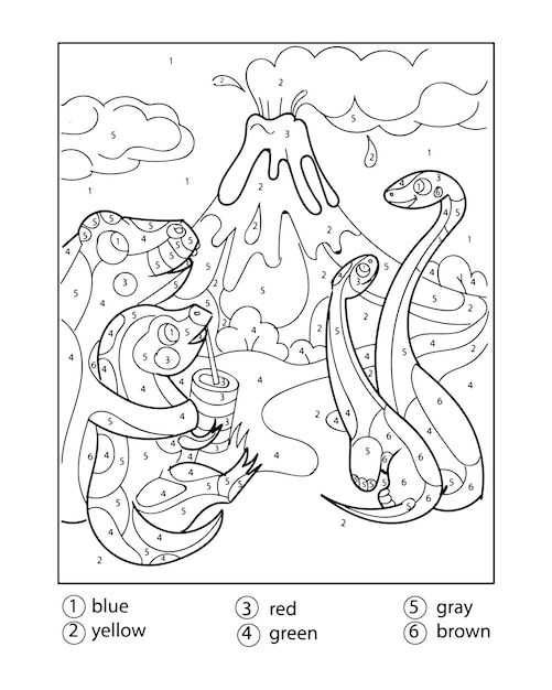 Premium vector dinosaur color by number coloring pages for adults