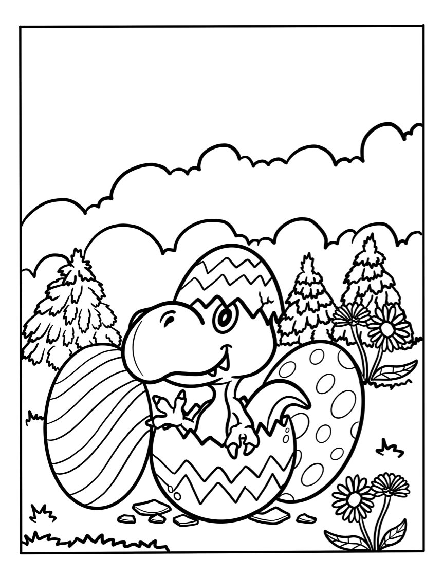 Printable dinosaur coloring sheet for easter free download