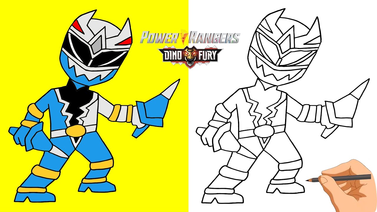 How to draw blue ranger power rangers dino fury