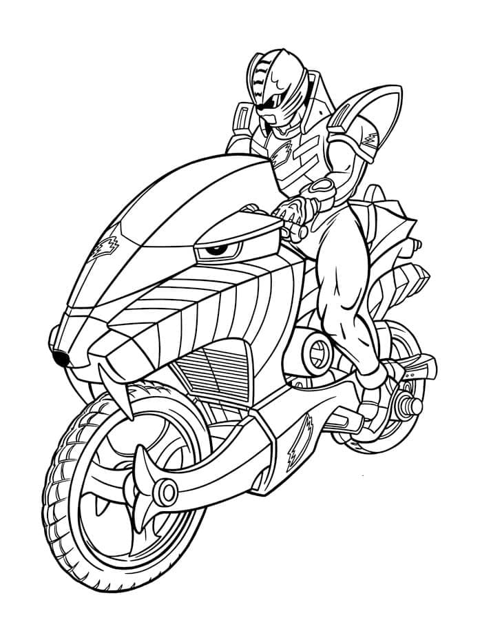 Power rangers on a moto coloring page