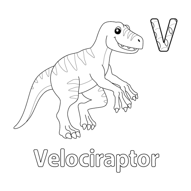 Premium vector velociraptor alphabet dinosaur abc coloring page v