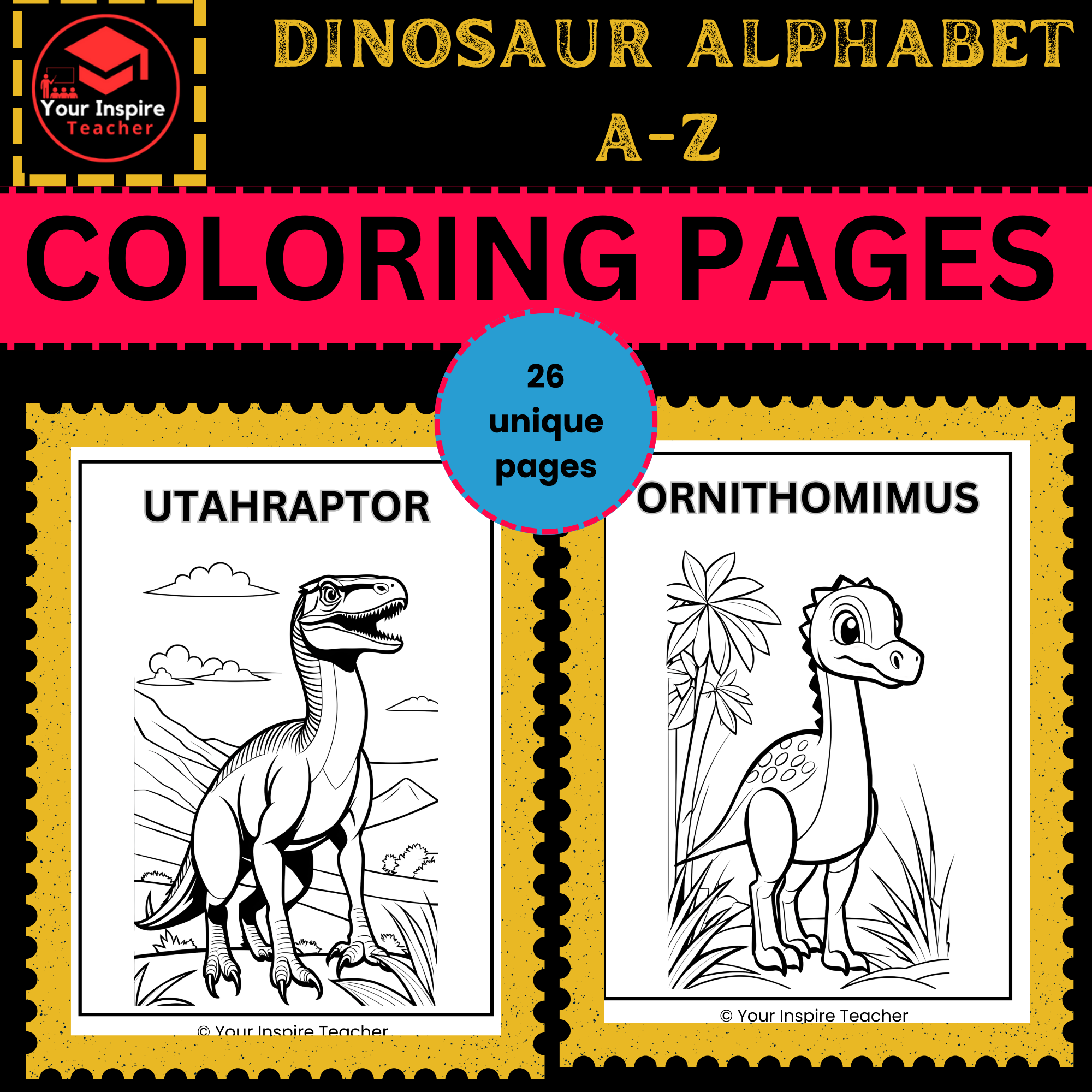 Unique and adorable dinosaur alphabet a