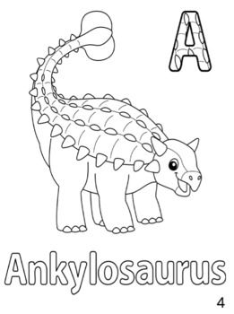 Dinosaur alphabet and numbers coloring pages by phillip moschella