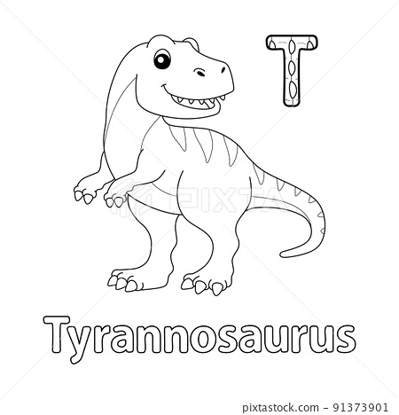 Tyrannosaurus alphabet abc coloring page t