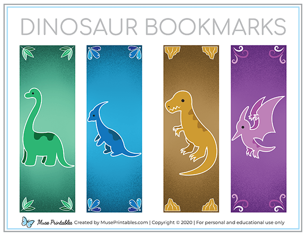 Printable dinosaur bookmarks