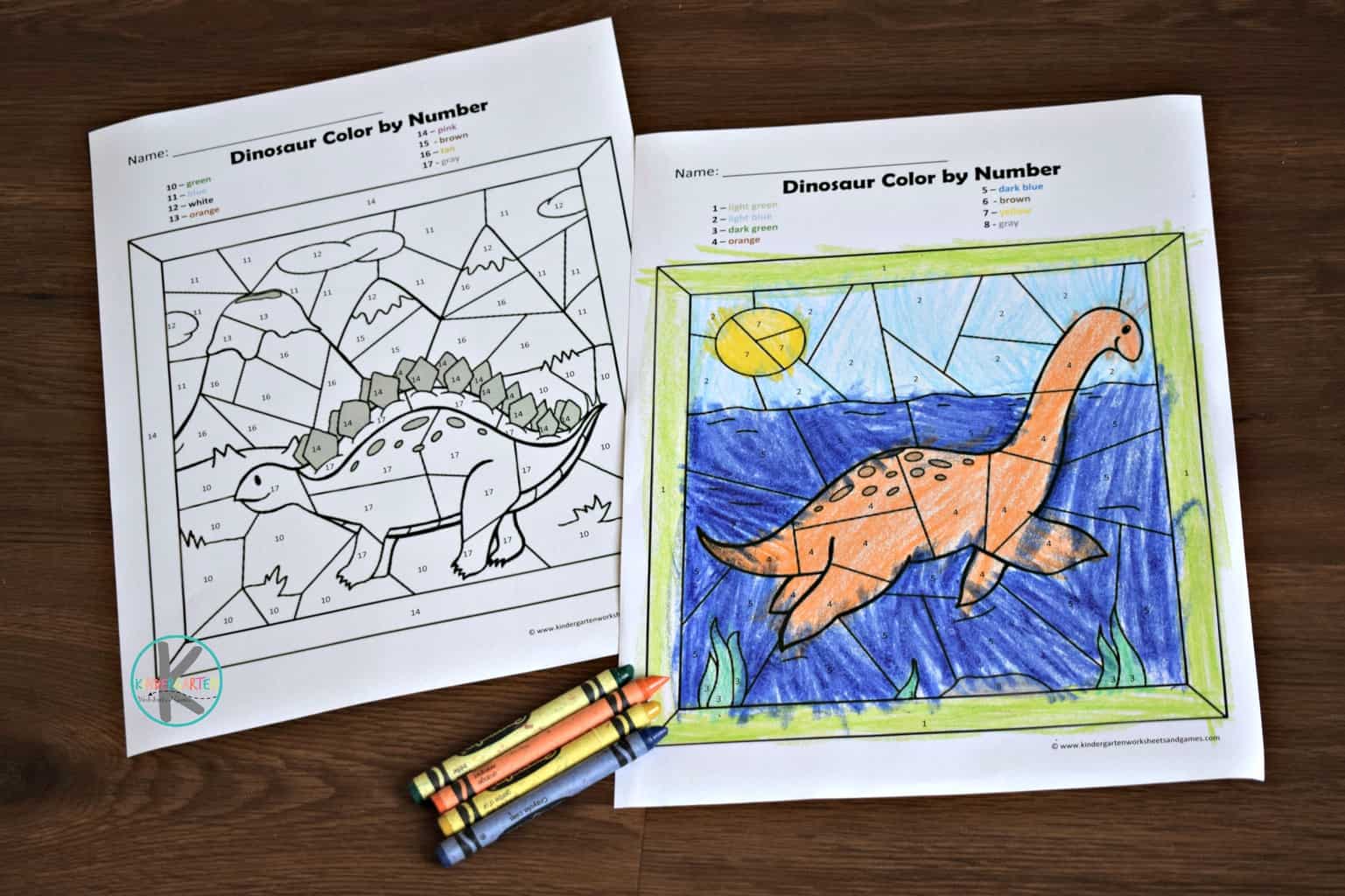 Ð free dinosaur color by number printable worksheets