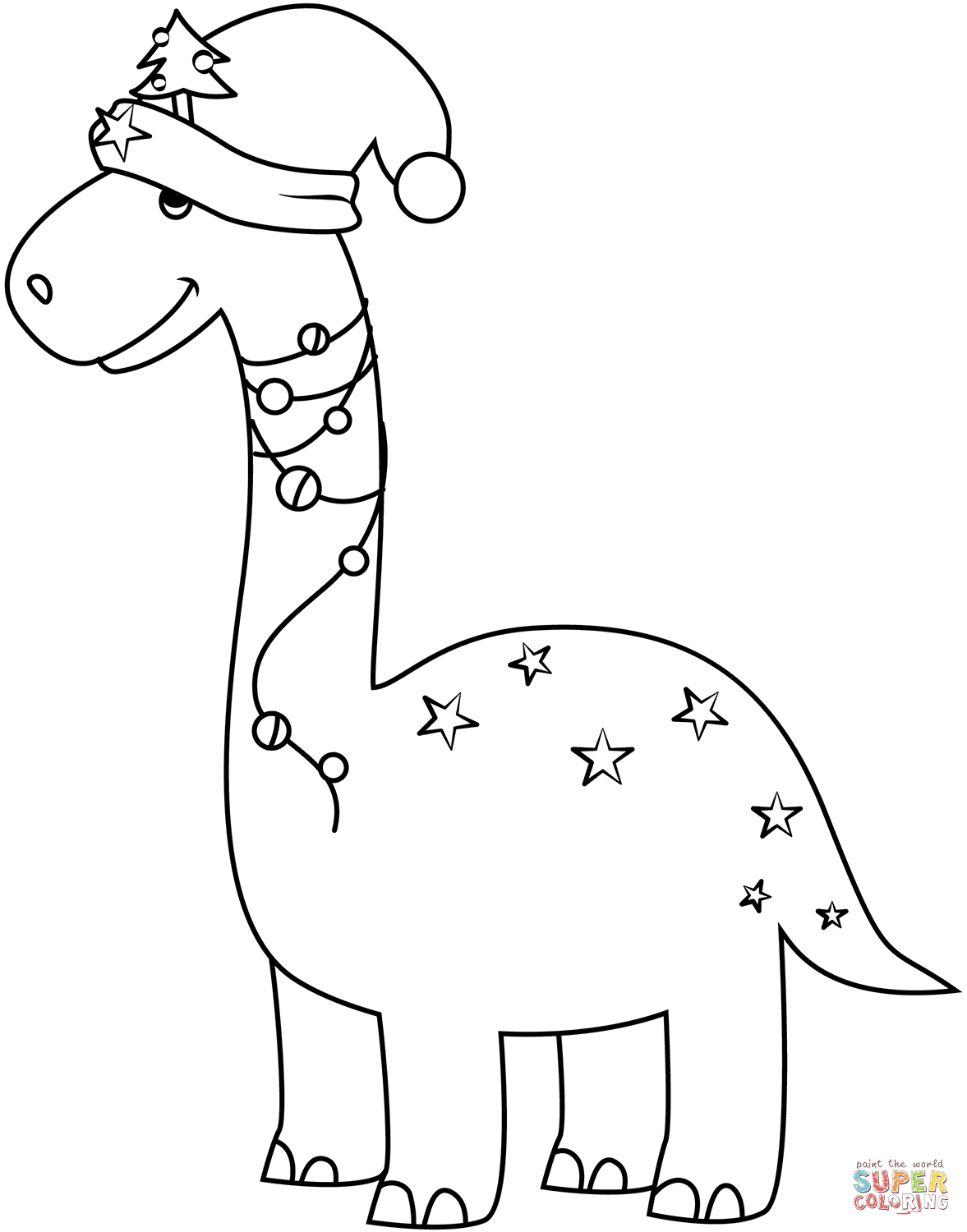 Christmas dinosaur coloring page free printable coloring pages