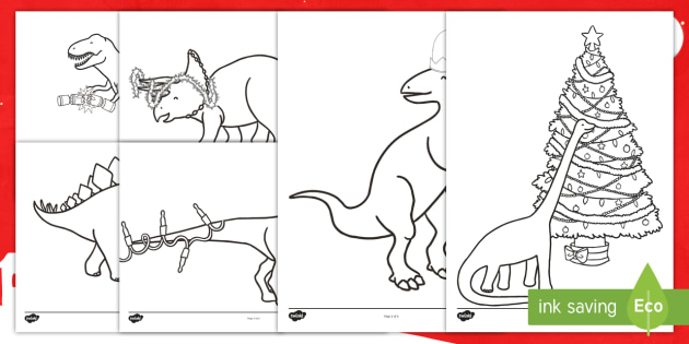 Christmas dinosaurs louring pages teacher made