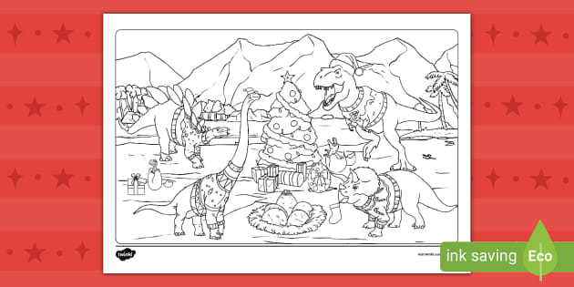 Christmas dinosaur montage louring page teacher made
