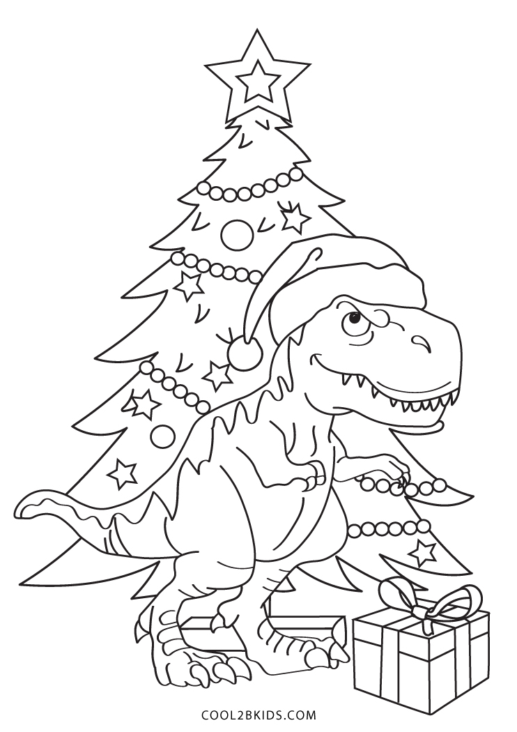 Free printable dinosaur christmas coloring pages for kids