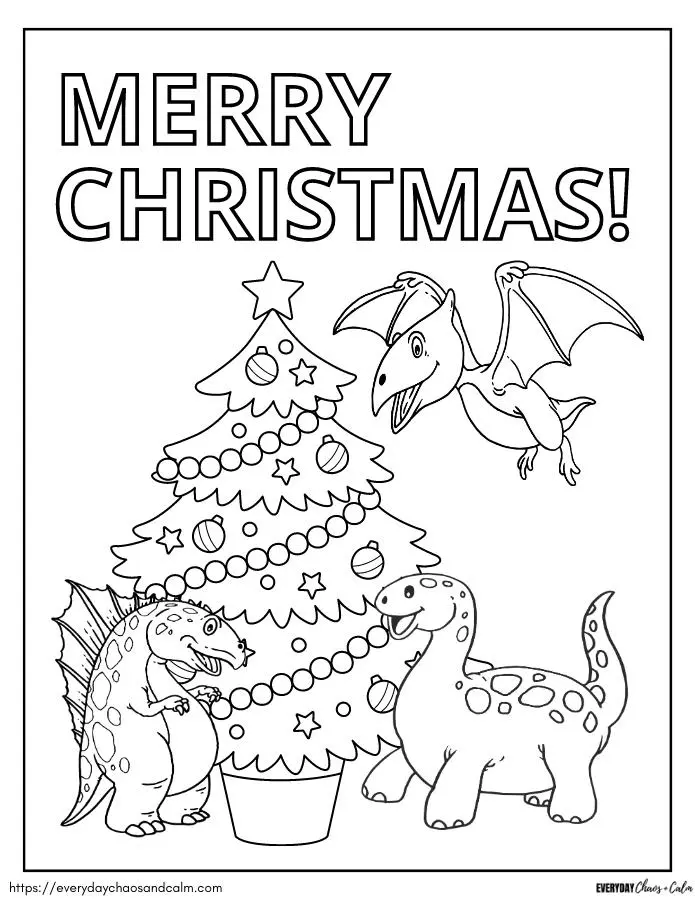 Free printable christmas dinosaur coloring pages