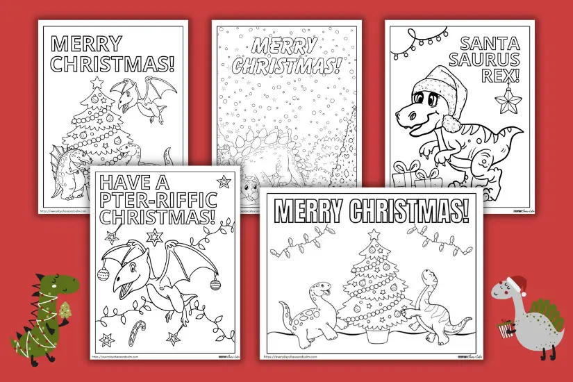 Free printable christmas dinosaur coloring pages