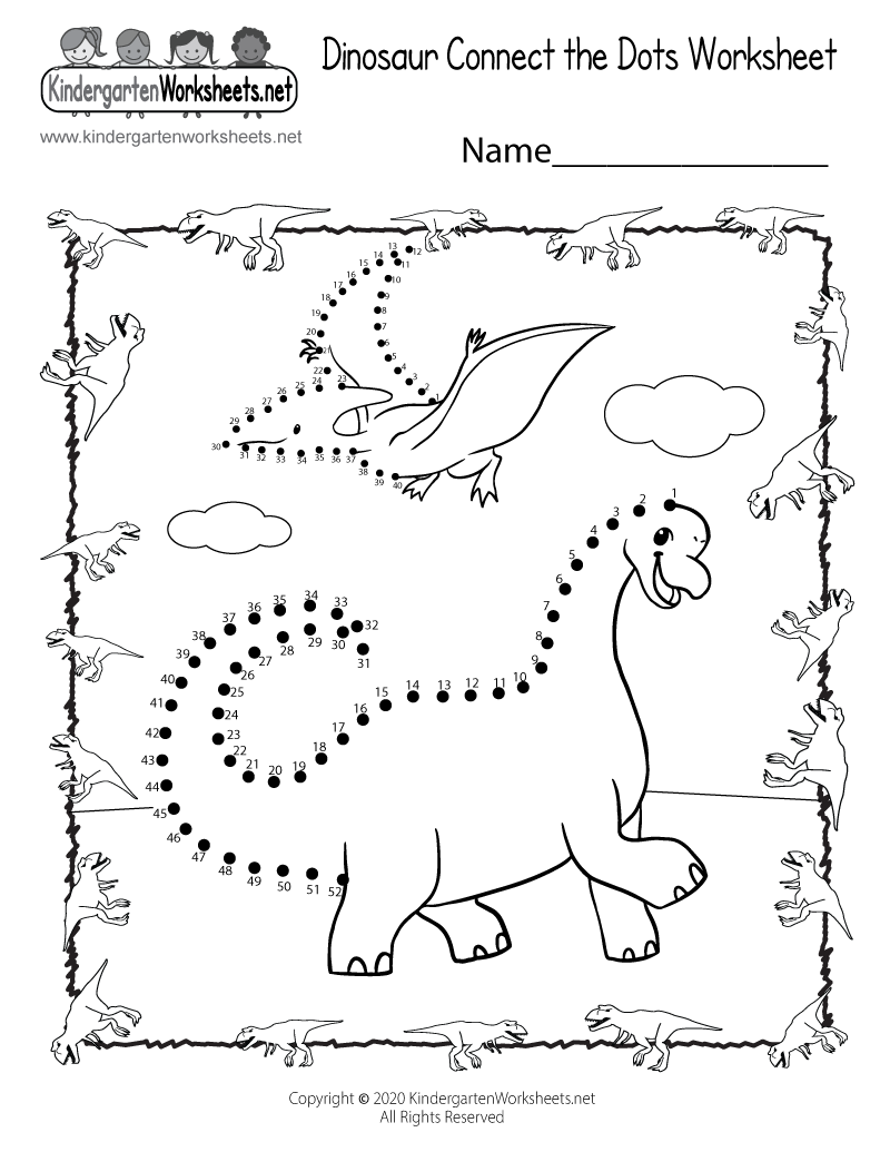 Dinosaur connect the dots worksheet
