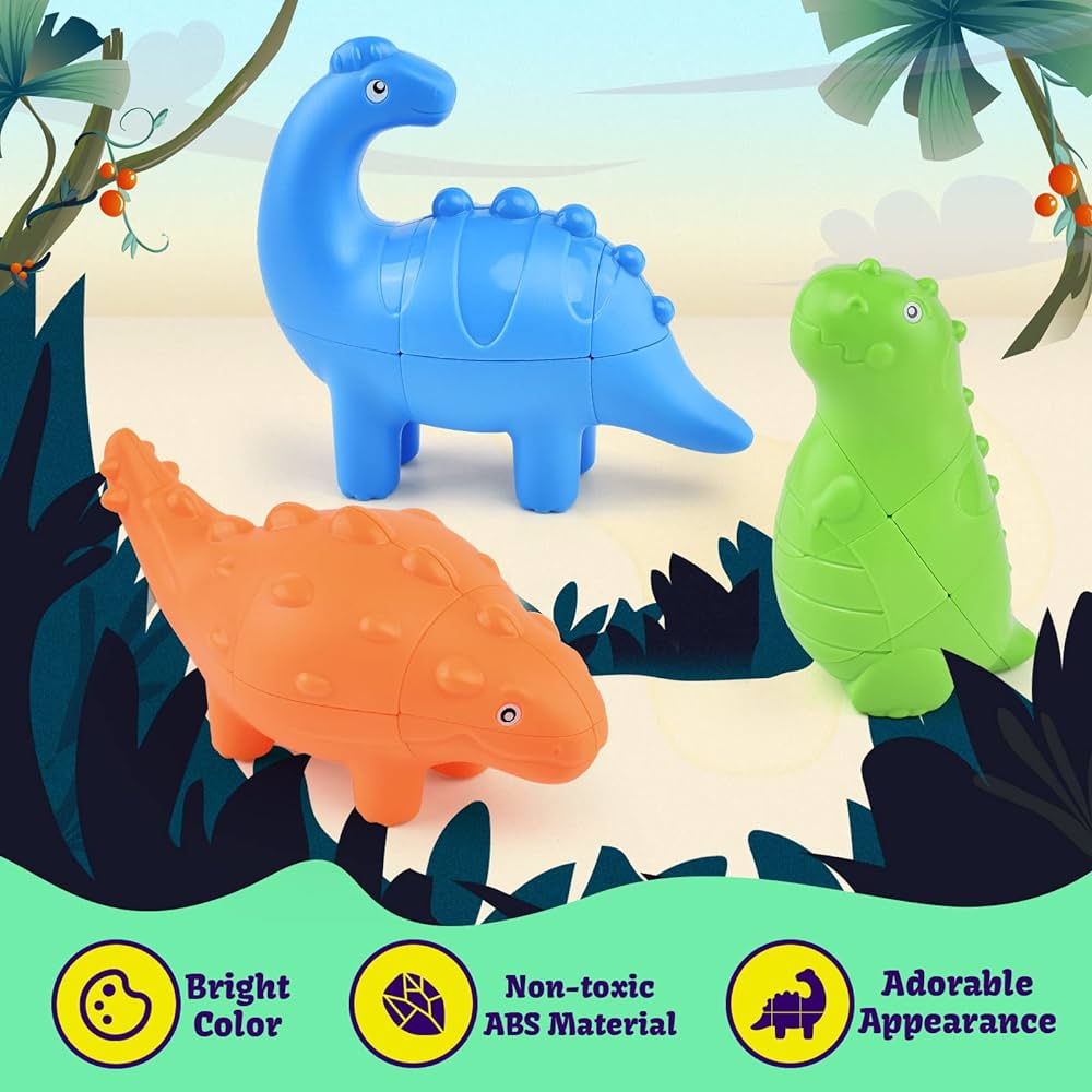 Dinosaur magic cube puzzle set of rubiks cubeïstickerless dinosaur toys for kids t
