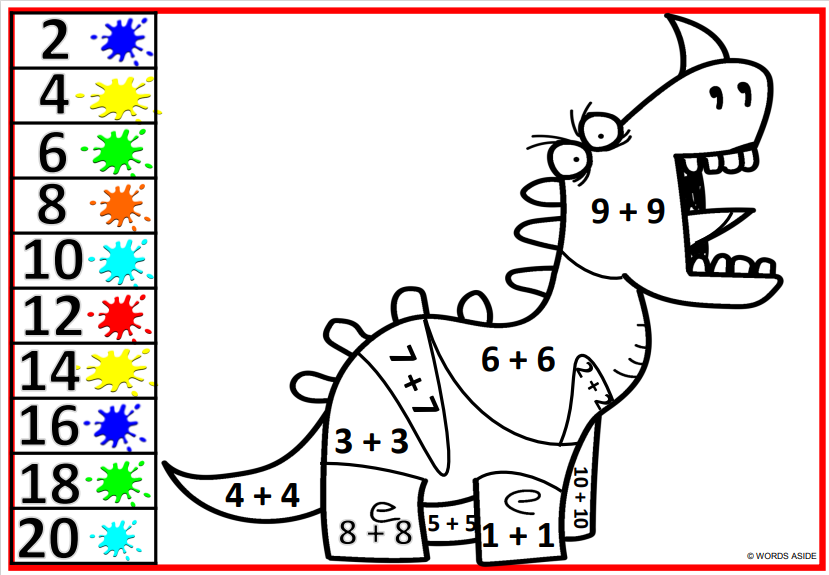 Dinosaur addition doubles facts