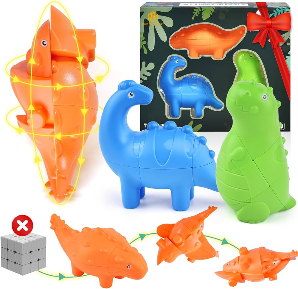 Dinosaur magic cube puzzle set of rubiks cubeïstickerless dinosaur toys for kids t