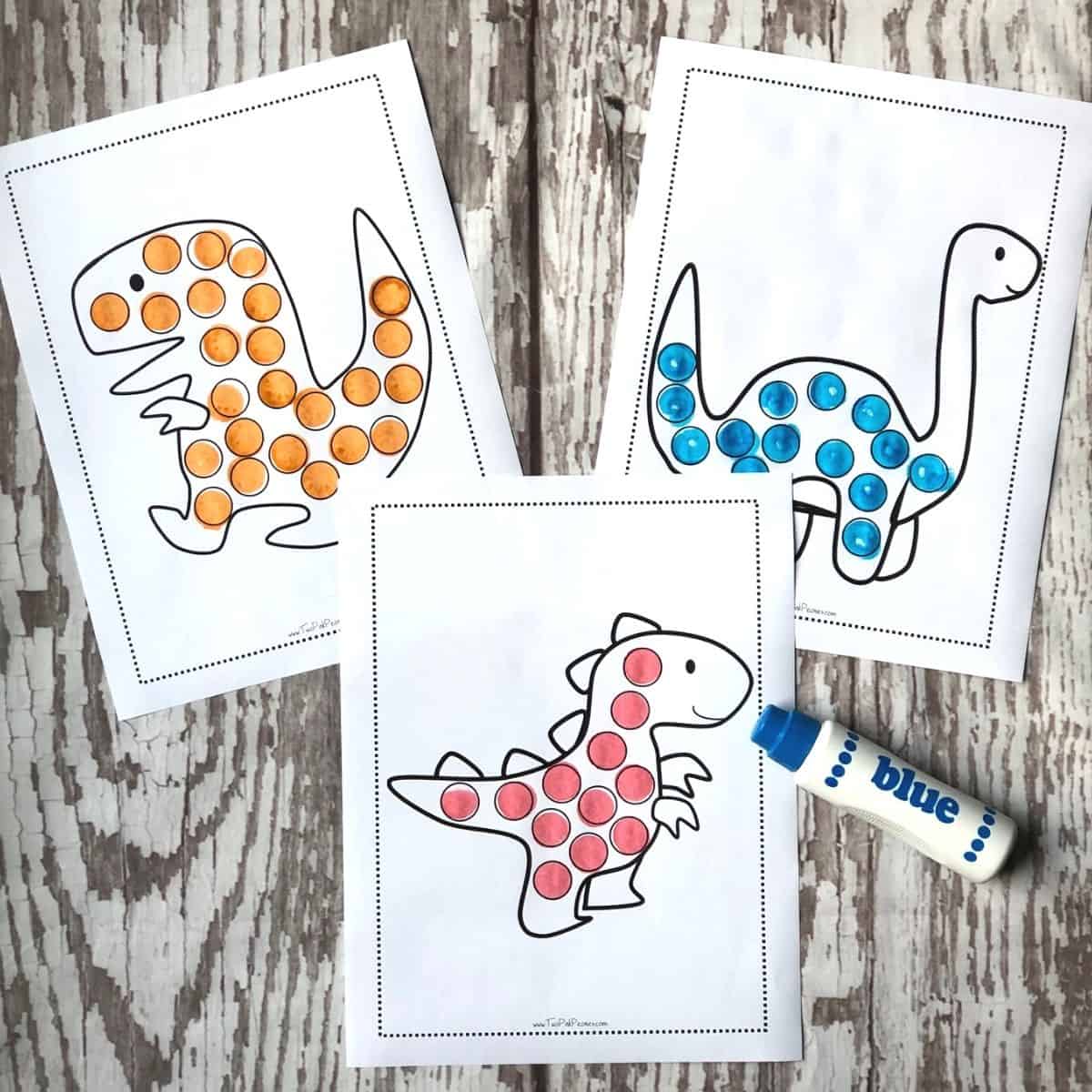 Dinosaur dot marker pages free instant download two pink peonies