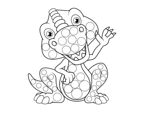 Dinosaur dot painting coloring pages